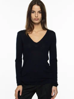 Pull maille Virginie en bambou cachemire col V