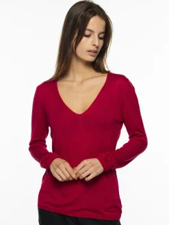 Pull maille Virginie en bambou cachemire col V