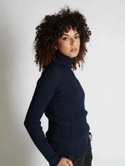 Pull pure laine mérinos col roulé côtelé Veronika