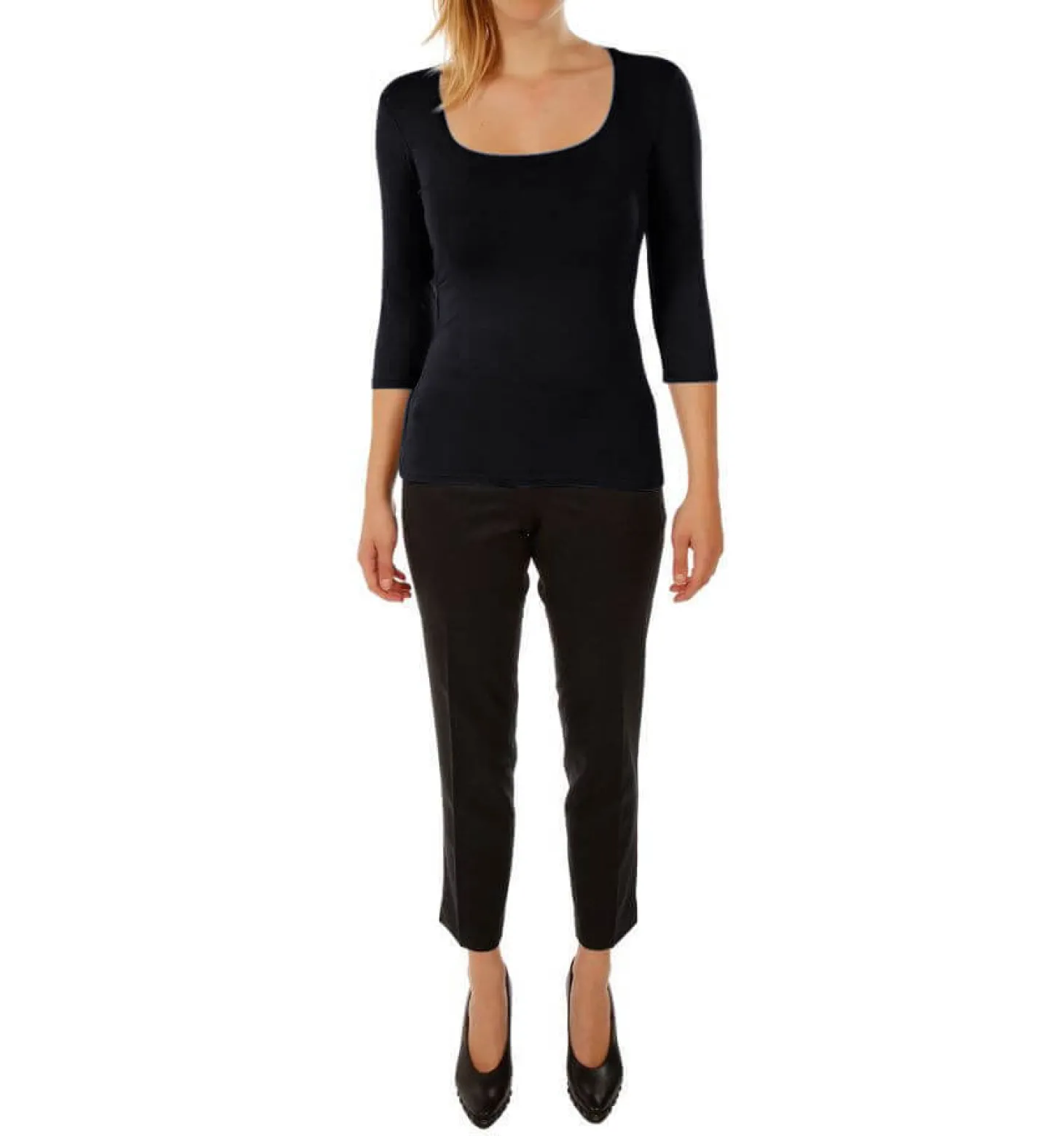 T-shirt stretch col carré manches 3/4 Carry